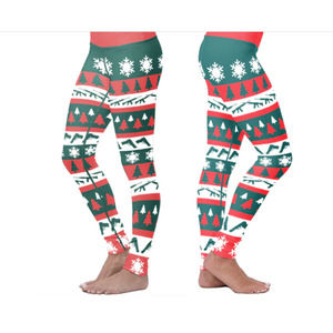 XLUSION Gun Print Ugly Christmas Leggings Holiday Pants Stretch Size XL